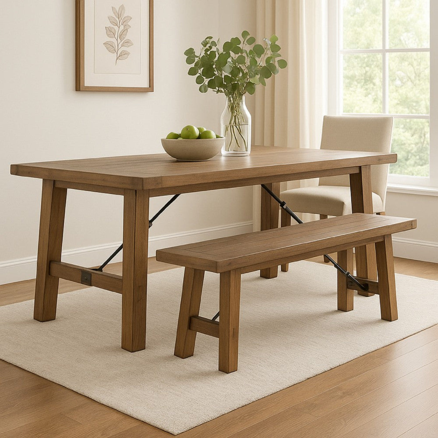 Char-Griller Yael Bench, 72 Inch Light Brown Mindi and Mahogany, Turnbuckle Accents -BM324852 - SKU_1769782531476_96