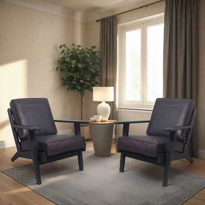 Char-Griller Amber Accent Chair, Handcrafted Slatted Mango Wood, Black Buffalo Leather Cushio - 1769671835162_386