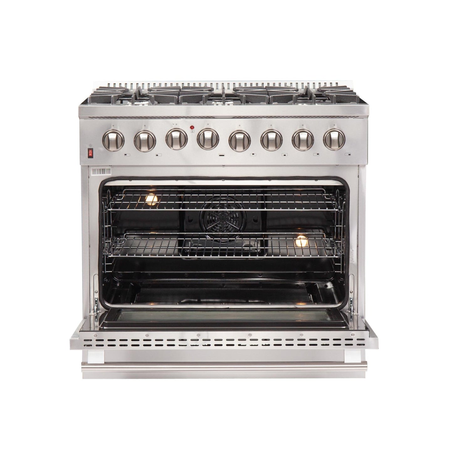 Forno 4-Piece Appliance Package - 36-Inch Dual Fuel Range, Refrigerator, 24-Inch Microwave Drawer, & 3-Rack Dishwasher in Stainless Steel - AP4-6156-36-MWD