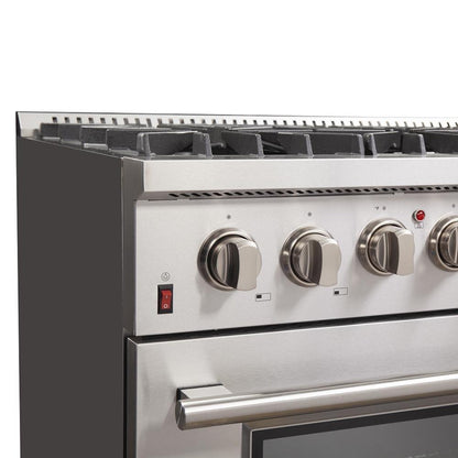 Forno 4-Piece Appliance Package - 36-Inch Dual Fuel Range, Refrigerator, 24-Inch Microwave Drawer, & 3-Rack Dishwasher in Stainless Steel - AP4-6156-36-MWD