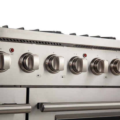 Forno 4-Piece Appliance Package - 48-Inch Gas Range, 60-Inch Pro-Style Refrigerator, Wall Mount Hood, & 3-Rack Dishwasher in Stainless Steel - APD4-6244-48-H