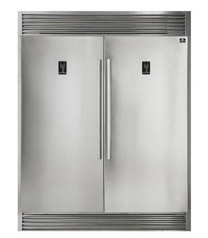 Forno 4-Piece Appliance Package - 48-Inch Gas Range, 60-Inch Pro-Style Refrigerator, Wall Mount Hood, & 3-Rack Dishwasher in Stainless Steel - APD4-6244-48-H