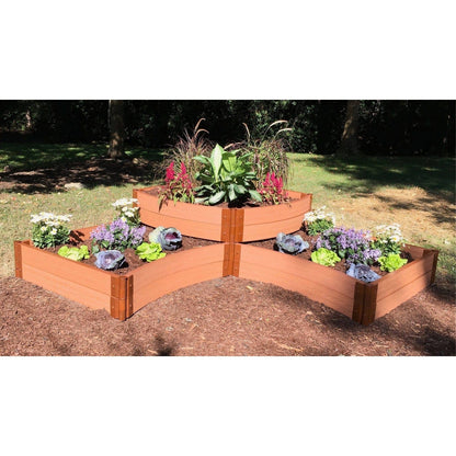 Frame It All | Tool-Free Teardrop Curved Corner Raised Garden Bed 2-Tier 8' X 8' X 16.5" - Uptown Brown - 1" Profile - 800003008