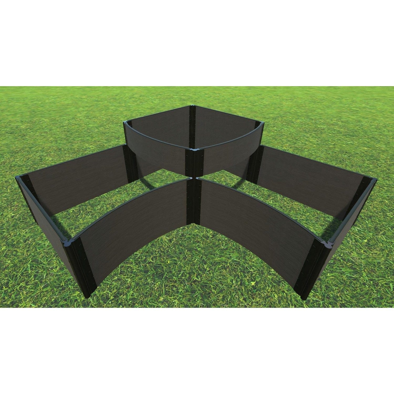 Frame It All | Tool-Free Teardrop Curved Corner Raised Garden Bed 2-Tier 8' X 8' X 22" - Weathered Wood - 1" Profile - 800004007