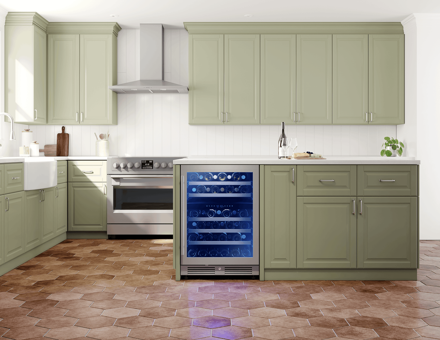 ZEPHYR Presrv Wine Cooler, 24in UC, SS+Gls, Rvs Door, 2Z in Stainless Steel - PRW24C02CG