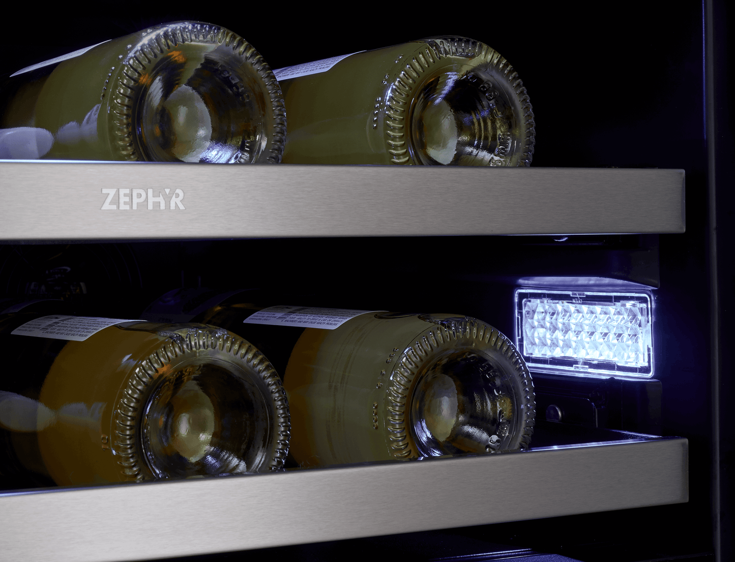 ZEPHYR Presrv Wine Cooler, 24in UC, SS+Gls, Fr Door, 2Z in Stainless Steel - PRW24C32CG