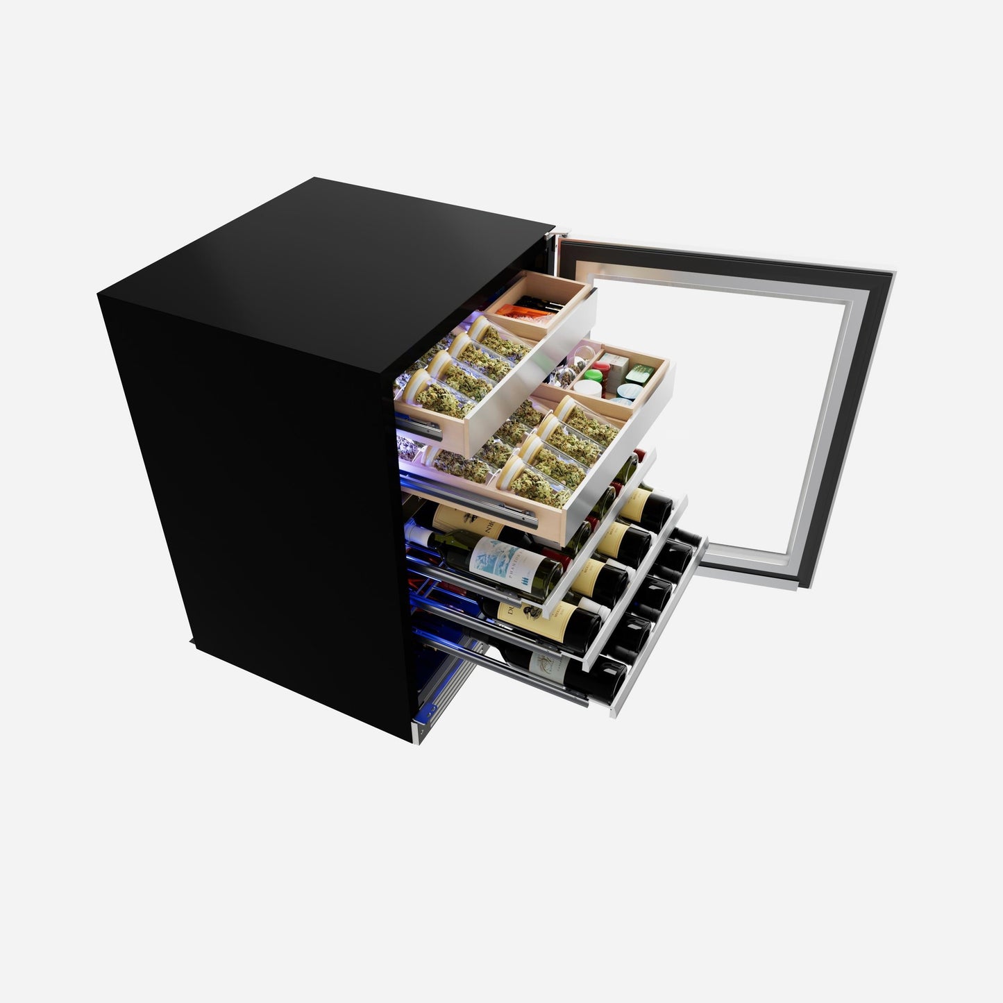 XO APPLIANCE XOU24WWGSL Wine and Weed 24" in Stainless Steel Glass, Left Hinge in Stainless Steel - XOU24WWGSL