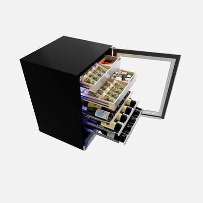 XO APPLIANCE XOU24WWGSL Wine and Weed 24" in Stainless Steel Glass, Left Hinge in Stainless Steel - XOU24WWGSL