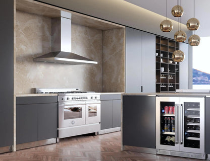 XO APPLIANCE XOV42SC 42" 600/395 CFM Italian Made Wall Chimney Range Hood in Stainless Steel - XOV42SC