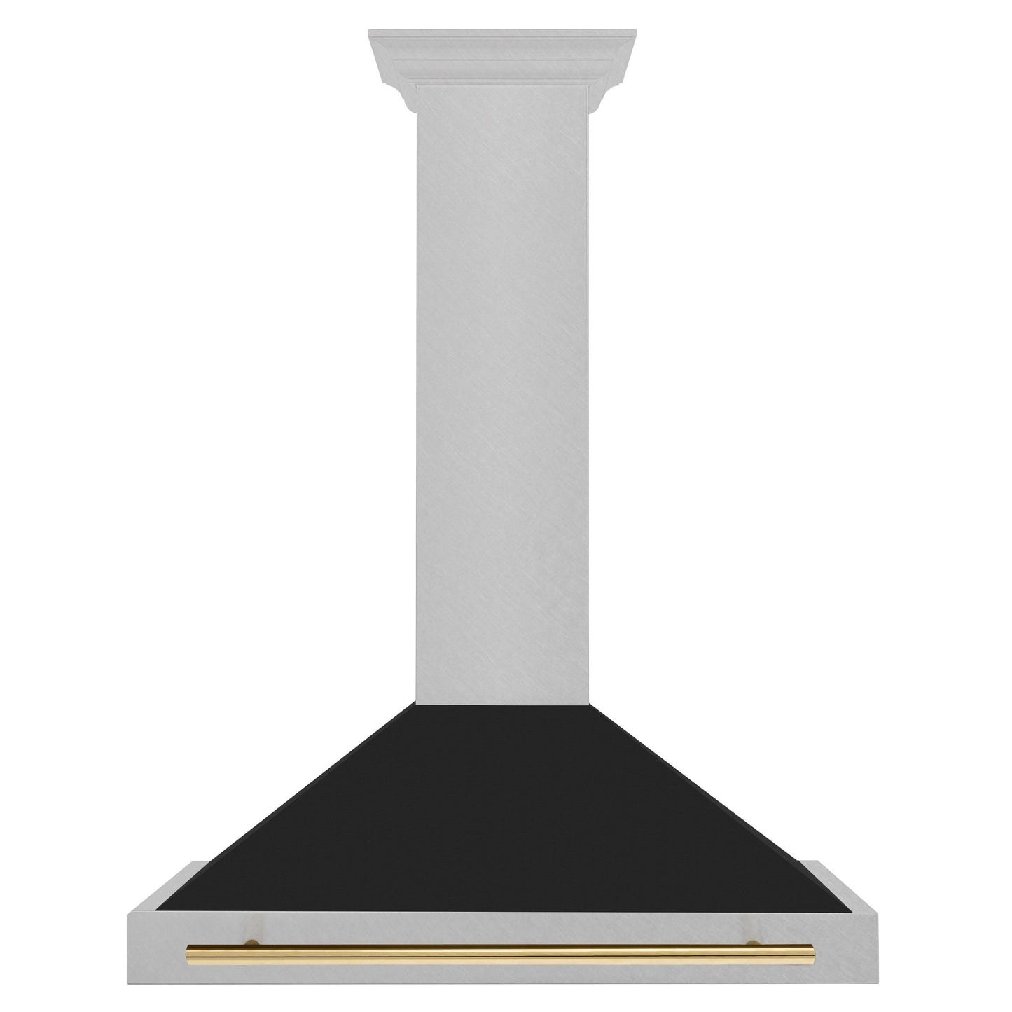 ZLINE KITCHEN AND BATH KB4SNZBLM36G ZLINE Autograph Edition 36 in. Convertible Satin in Stainless Steel Wall Mount Range Hood with Black Matte Shell and Polished Gold Handle (KB4SNZ-BLM36-G) - KB4SNZBLM36G