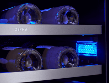 ZEPHYR Presrv Wine Cooler, 24in UC, SS+Gls, Fr Door, 2Z in Stainless Steel - PRW24C32CG