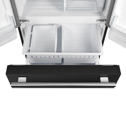 FORNO FFFFD197431BLK Forno Gallipoli Espresso 30-Inch Black French Door Refrigerator, Bottom Freezer, 17.5 Cu. Ft., No Frost, Ice Maker