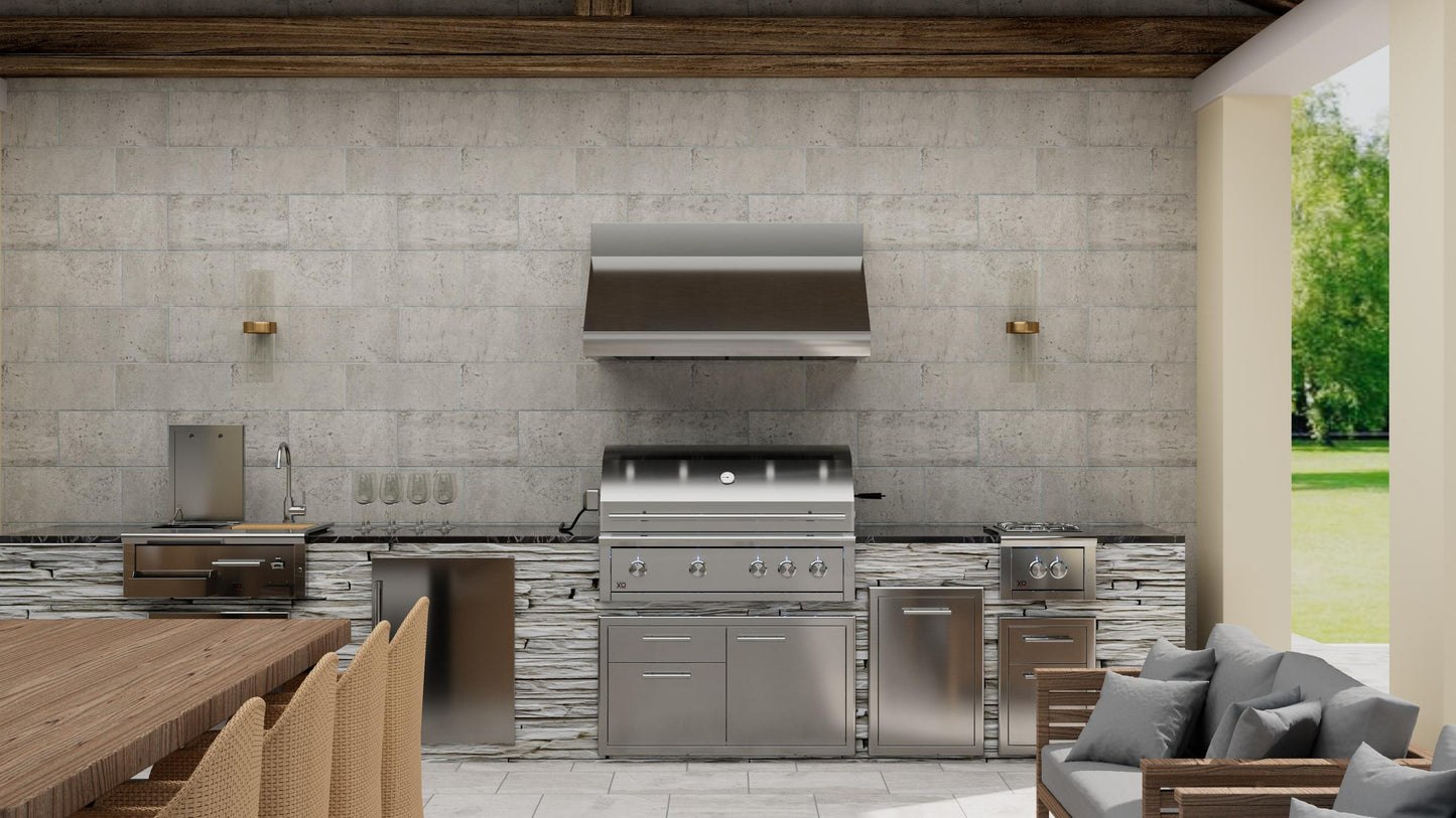 XO APPLIANCE XOGRILL42N 42" Grill 4 Burner with Rotiss Burner NG in Stainless Steel - XOGRILL42N