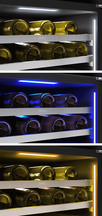 ZEPHYR Presrv Wine Cooler, 24in UC, SS+Gls, Rvs Door, 2Z in Stainless Steel - PRW24C02CG