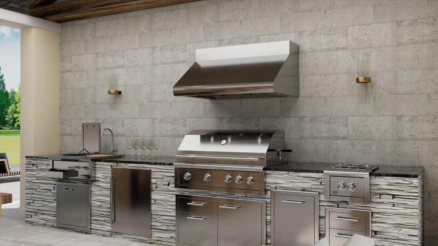 XO APPLIANCE XOGV42S Outdoor hood, 42"W, 33"D, 18"T, 1200CFM, LEDs, pro baffle filters in Stainless Steel - XOGV42S