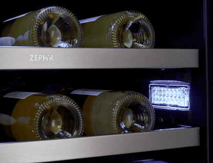 ZEPHYR Presrv Wine & Bev Cooler, 24in UC, SS+Gls, Fr Dr in Stainless Steel - PRWB24C32CG