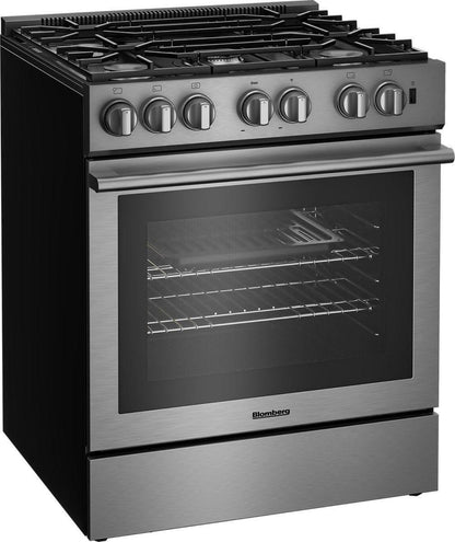 BLOMBERG APPLIANCES BDF30522SS 30in Dual Fuel 5 burner range with 5.7 cu ft self clean oven, slide-in style in Stainless Steel - BDF30522SS