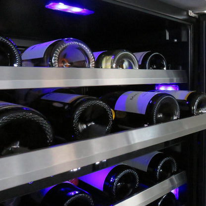XO APPLIANCE XOU24WDZGBSR Dual Zone Wine Cooler, 24" Black Stainless, Right Hinge Black in Stainless Steel - XOU24WDZGBSR