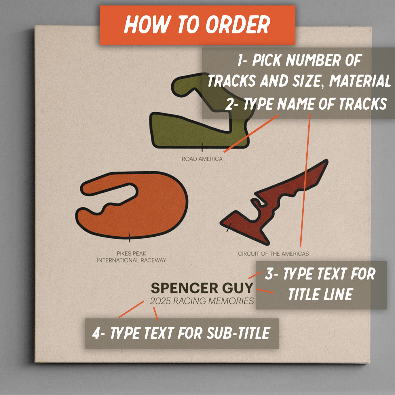 Personalized Race Track Print: 1-6 Tracks Wall Art - Custom Racing Poster