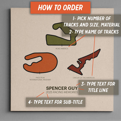 Personalized Race Track Print: 1-6 Tracks Wall Art - Custom Racing Poster