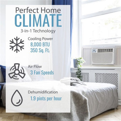 Keystone - 8, 000 BTU Heat and Cool Window Air Conditioner, R32  -  KSTHW08B