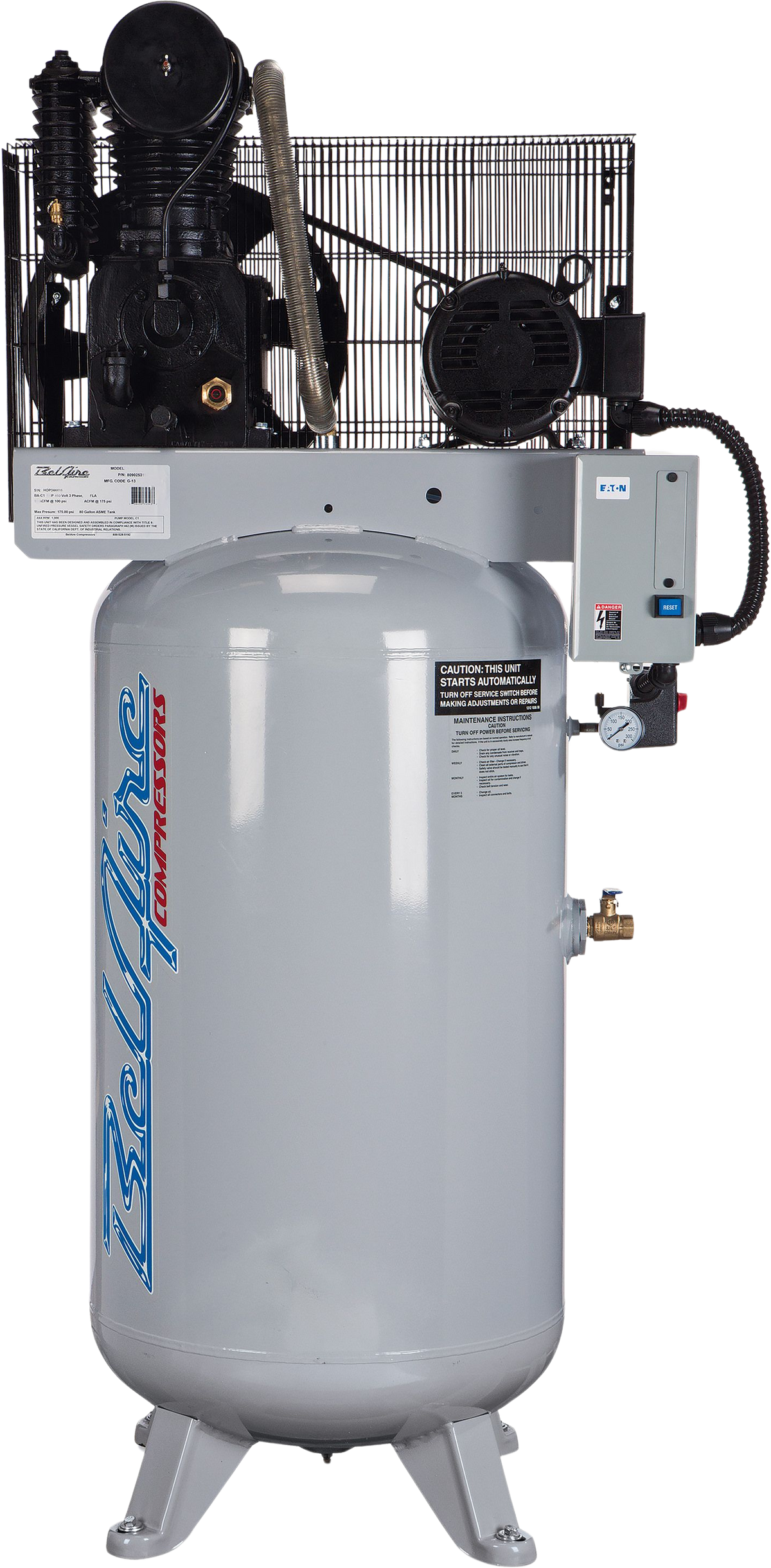 Belaire 418VL Air Compressor 80 Gal. 7.5 HP Two Stage Single Phase 175PSI Iron Series New - 2020041719
