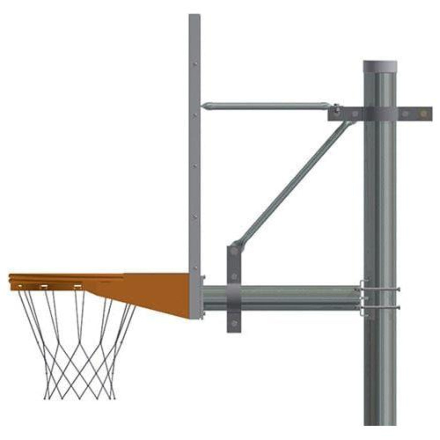 Jaypro Gooseneck Basketball System (5-9/16" Pole with 6' Offset) 72"W x 42"H Perforated Steel Backboard - 656-PERF-SG