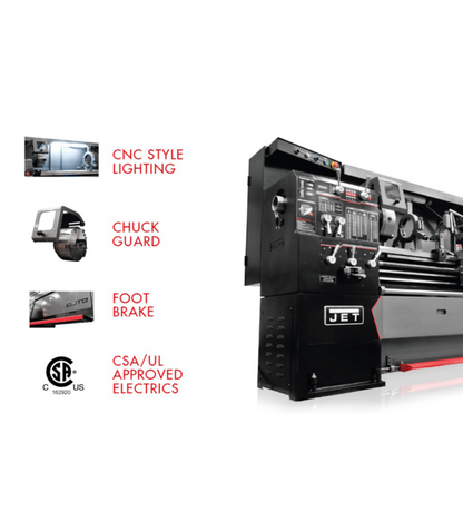 JET Elite Lathe E-1340VS with ACU-RITE 303 CSS DRO with Taper Attachment and Collet Closer - JT9-892418