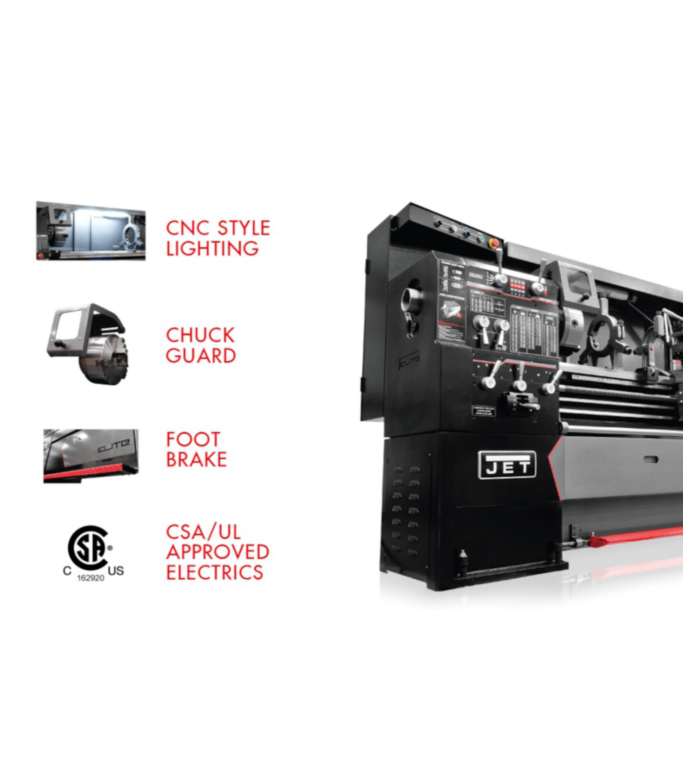JET Elite Lathe E-1440VS with ACU-RITE 303 DRO with Collet Closer - JT9-892463
