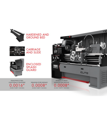JET Elite Lathe E-1340VS with Newall DP700 DRO with Taper Attachment and Collet Closer - JT9-892422