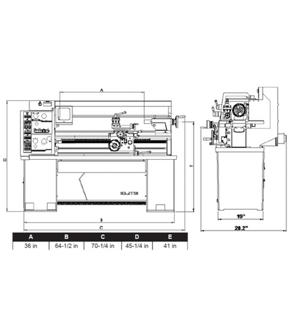 JET Elite Lathe E-1340VS with ACU-RITE 203 CSS DRO with Taper Attachment - JET-892408