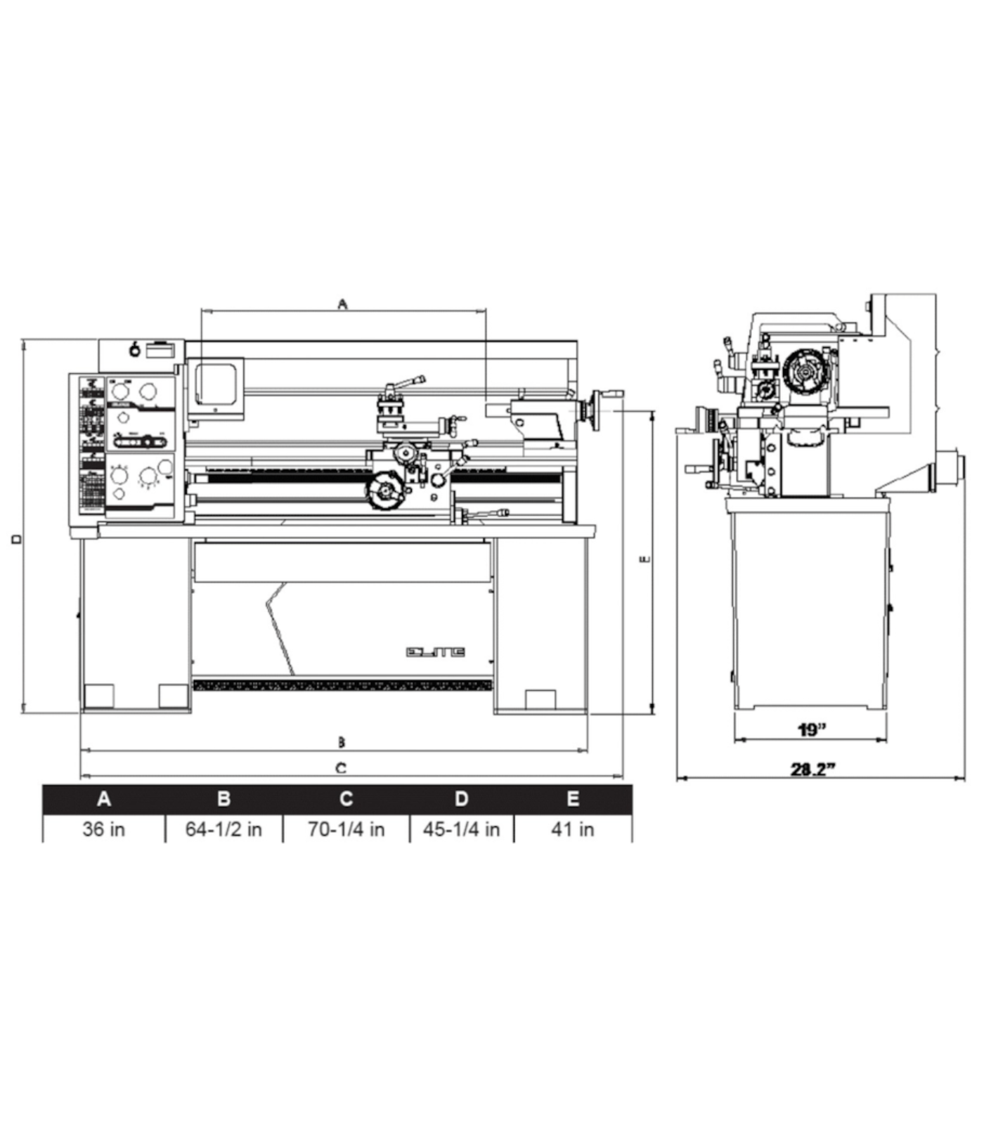JET Elite Lathe E-1340VS with ACU-RITE 303 CSS DRO with Collet Closer - JT9-892417