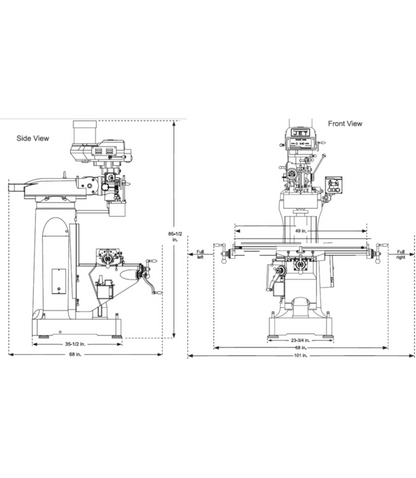 JET Elite ETM-949 Mill with 2-Axis Newall DP700 DRO - JT9-894151