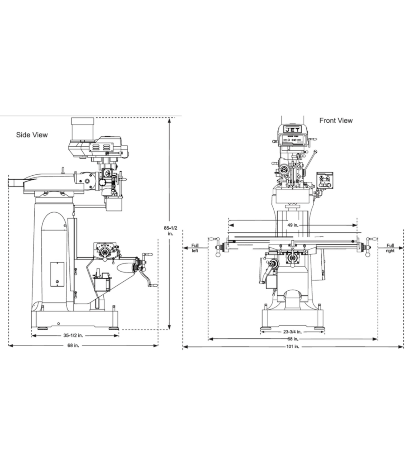 JET Elite ETM-949 Mill with Z-Axis JET Powerfeed - JT9-894102
