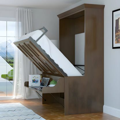 Murphy Bed With Desk, Full Size, Coventry Walnut by Leto Muro
