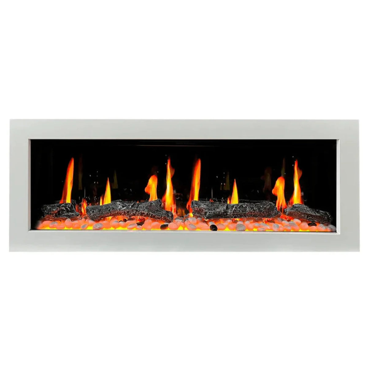 Litedeer Homes Gloria II 48" Wall Mount Electric Fireplace Smart App Control, 5 Unique Flame White ZEF48XW