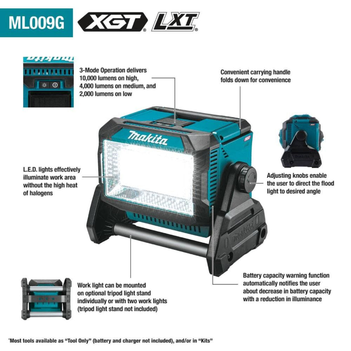 Makita 40V (ML009G) Max XGT Cordless Work Light (Bare Tool) - ML009G
