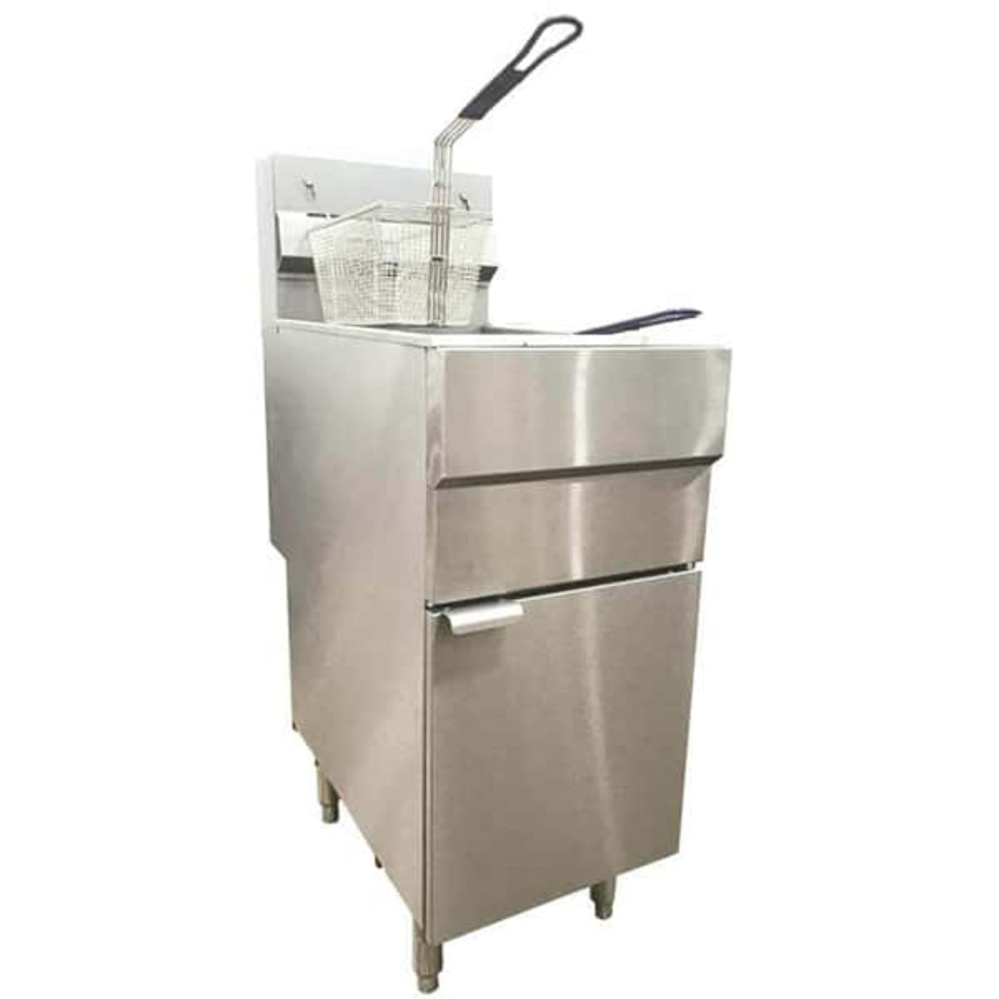 Omcan Natural Gas 50 lb. Stainless Steel Floor Fryer - 120,000 BTU - Omcan-46019