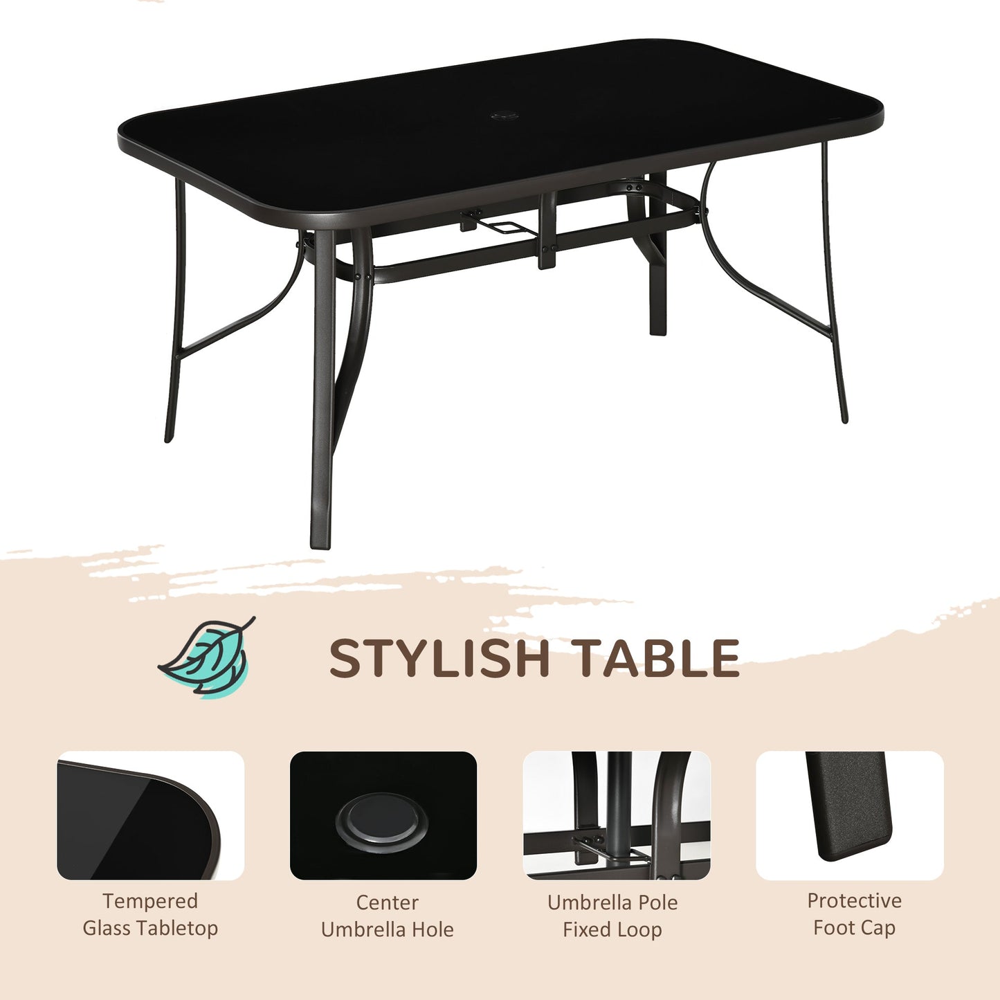 Outsunny 8 Pieces Patio Table and Chairs Set with 9 Ft Patio Umbrella, Gray - 84B-921CG