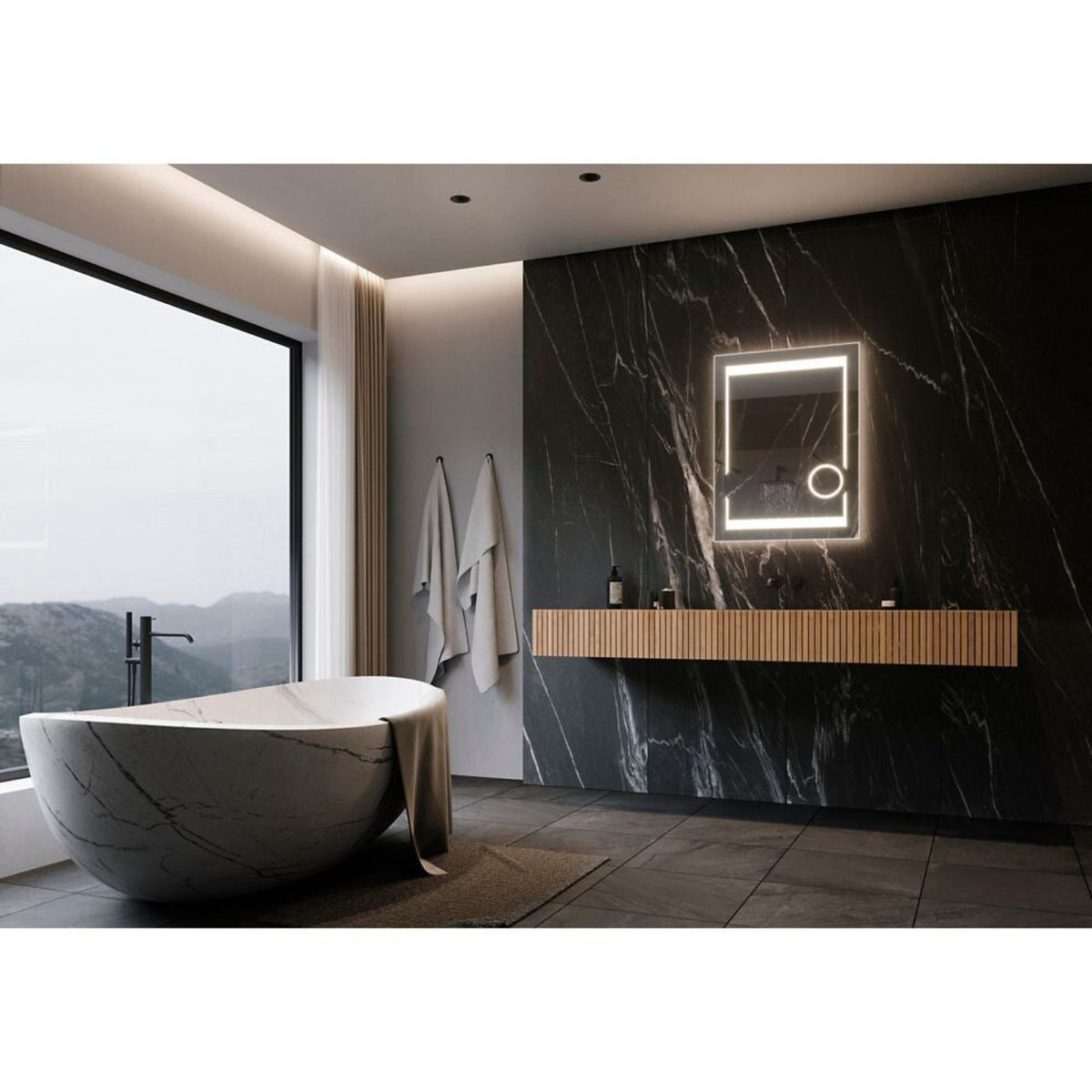 Paris Mirror 24" x 32" Rectangle Aurora Illuminated Mirror 3000K - AUROX24323000