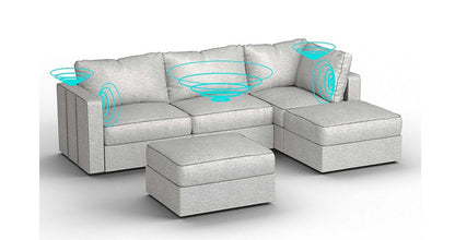 Lovesac – 5 Seats + 5 Sides Luxe Chenille &amp; Lovesoft with 6 Speaker Immersive Sound + Charge System – Tonal Sterling - SKU_1772870979602_306