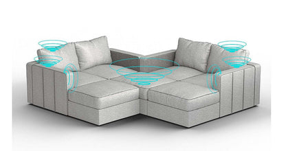 Lovesac – 7 Seats + 8 Sides Luxe Chenille &amp; Lovesoft with 8 Speaker Immersive Sound + Charge System – Tonal Sterling - SKU_1773036355801_920