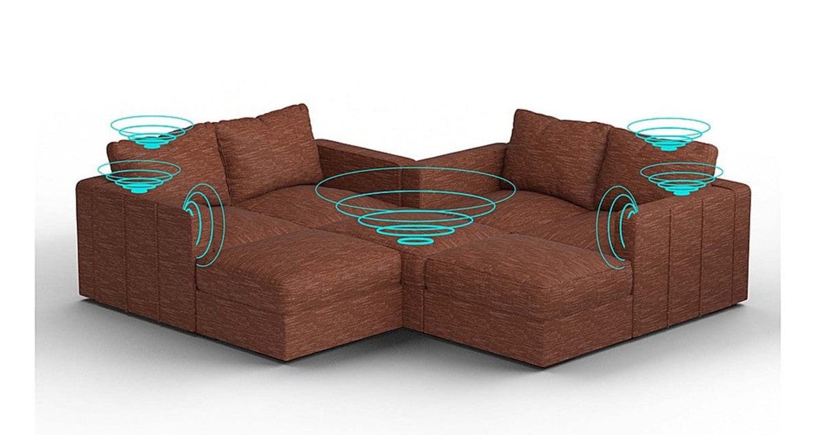 Lovesac – 7 Seats + 8 Sides Rained Chenille &amp; Standard Foam with 6 Speaker Immersive Sound + Charge System – Terracotta - SKU_1772866933172_407