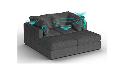 Lovesac – 4 Seats + 4 Sides Corded Velvet &amp; Standard Foam with 8 Speaker Immersive Sound + Charge System – Charcoal Grey - 1772614140697_784