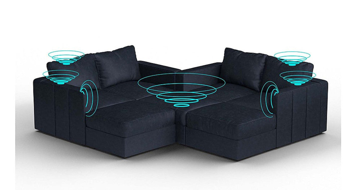 Lovesac – 7 Seats + 8 Sides Corded Velvet &amp; Lovesoft with 6 Speaker Immersive Sound + Charge System – Midnight Navy - SKU_1772863469856_123