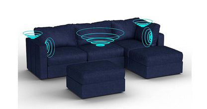 Lovesac – 5 Seats + 5 Sides Corded Velvet &amp; Standard Foam with 6 Speaker Immersive Sound + Charge System – Sapphire Navy - 1772866256645_385