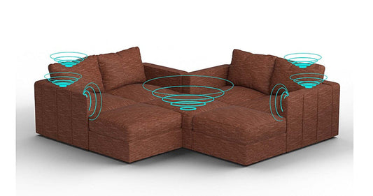 Lovesac – 7 Seats + 8 Sides Rained Chenille &amp; Standard Foam with 10 Speaker Immersive Sound + Charge System – Terracotta - 1772866338166_297