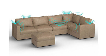 Lovesac – 6 Seats + 8 Sides Combed Chenille &amp; Standard Foam with 10 Speaker Immersive Sound + Charge System – Taupe - SKU_1772866900571_865