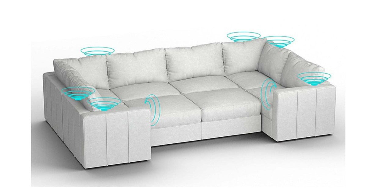 Lovesac – 6 Seats + 8 Sides Corded Velvet &amp; Lovesoft with 8 Speaker Immersive Sound + Charge System – Sky Grey - SKU_1772861601779_168