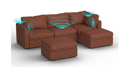 Lovesac – 5 Seats + 5 Sides Rained Chenille &amp; Standard Foam with 6 Speaker Immersive Sound + Charge System – Terracotta - 1772864964136_195